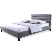 Baxton Studio Hillary Modern and Contemporary Queen Size Grey Fabric Upholstered Platform Base Bed Frame